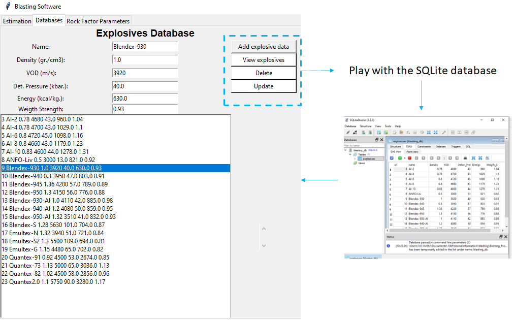 Databases tab - GUI